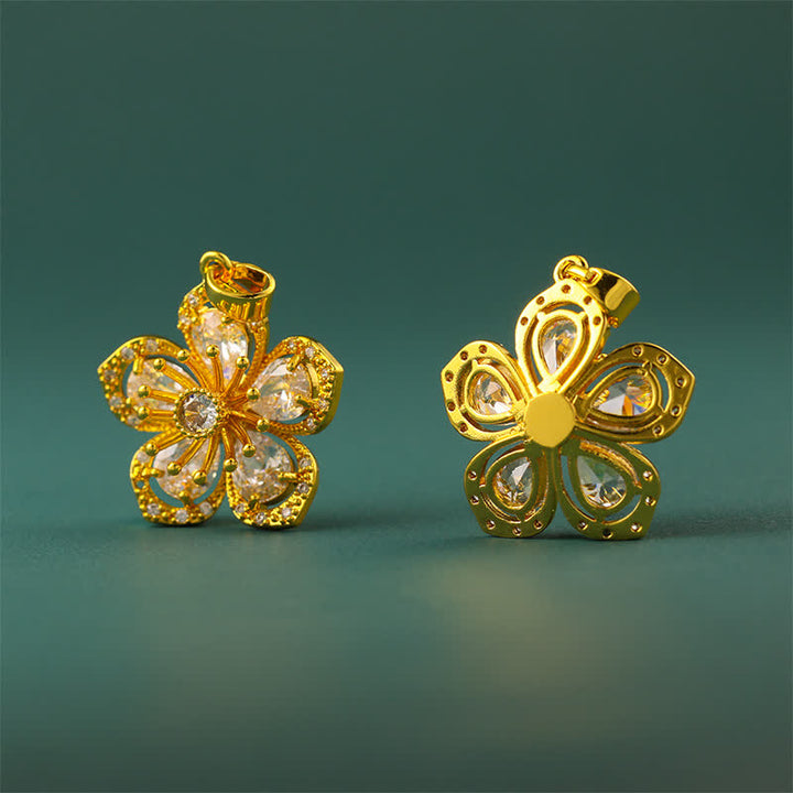 Buddha Stones 金メッキ真鍮製梅の花モチーフのハーモニックコネクションペンダントネックレス - image 8