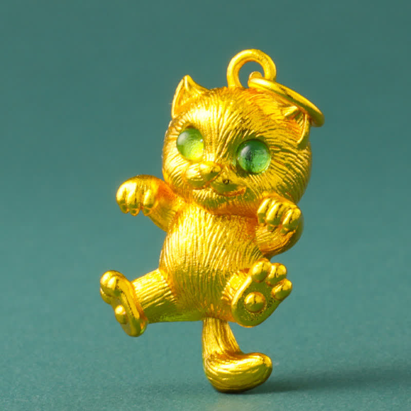 Buddha Stones 金メッキ真鍮製招き猫グラウンディングペンダントネックレス - image 10