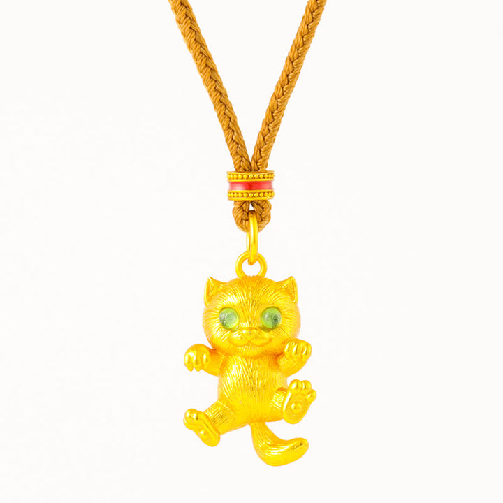 Buddha Stones 金メッキ真鍮製招き猫グラウンディングペンダントネックレス - image 4
