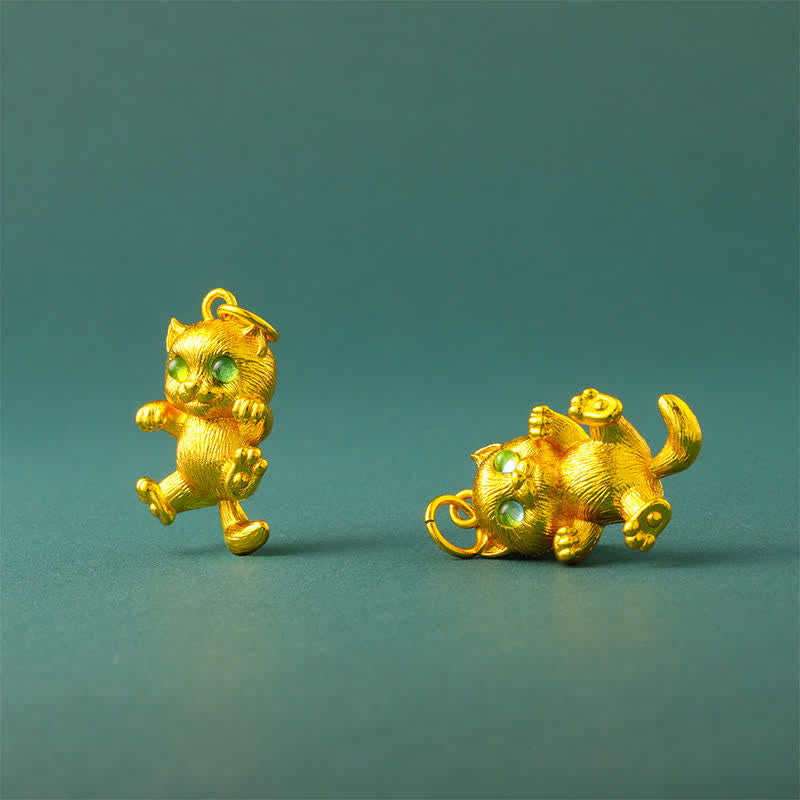Buddha Stones 金メッキ真鍮製招き猫グラウンディングペンダントネックレス - image 9