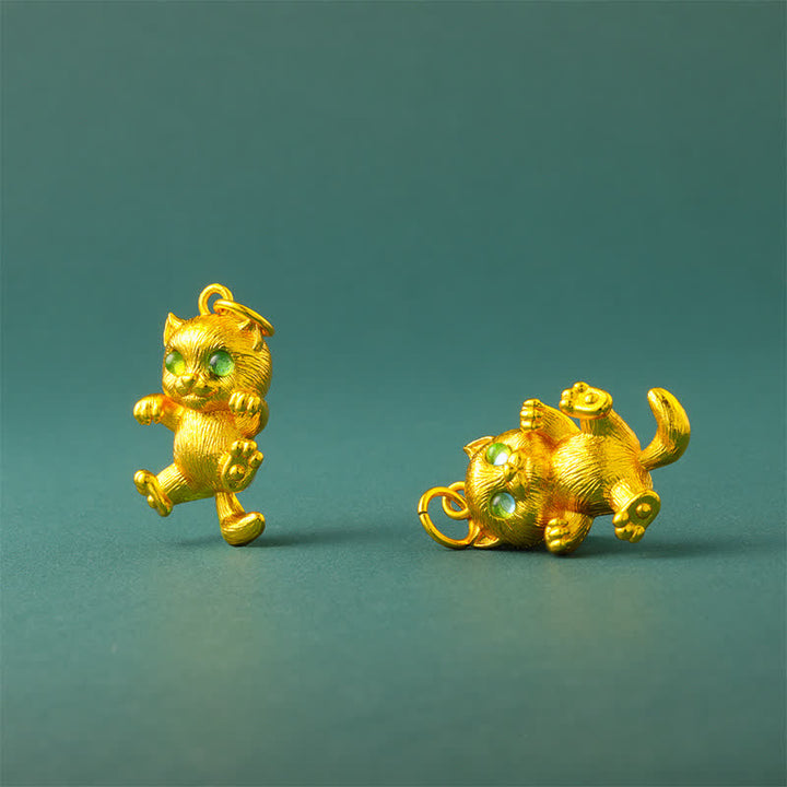 Buddha Stones 金メッキ真鍮製招き猫グラウンディングペンダントネックレス - image 9