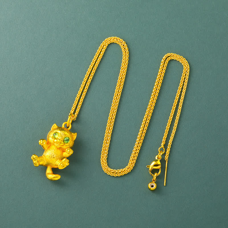 Buddha Stones 金メッキ真鍮製招き猫グラウンディングペンダントネックレス - 鎖 - image 8