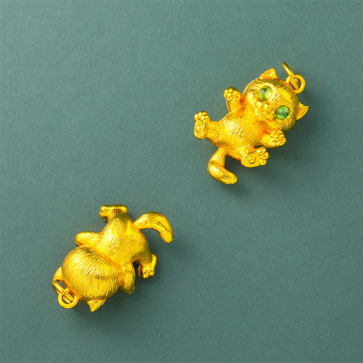 Buddha Stones 金メッキ真鍮製招き猫グラウンディングペンダントネックレス - image 7