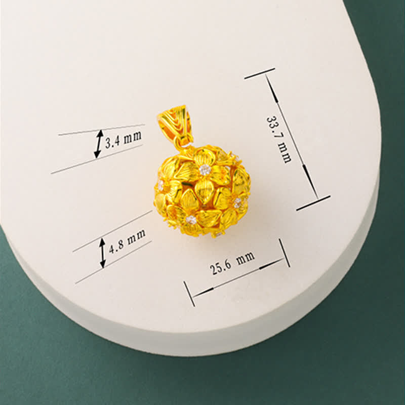Buddha Stones 金メッキ真鍮製透かし彫りアジサイペンダントネックレス - image 11