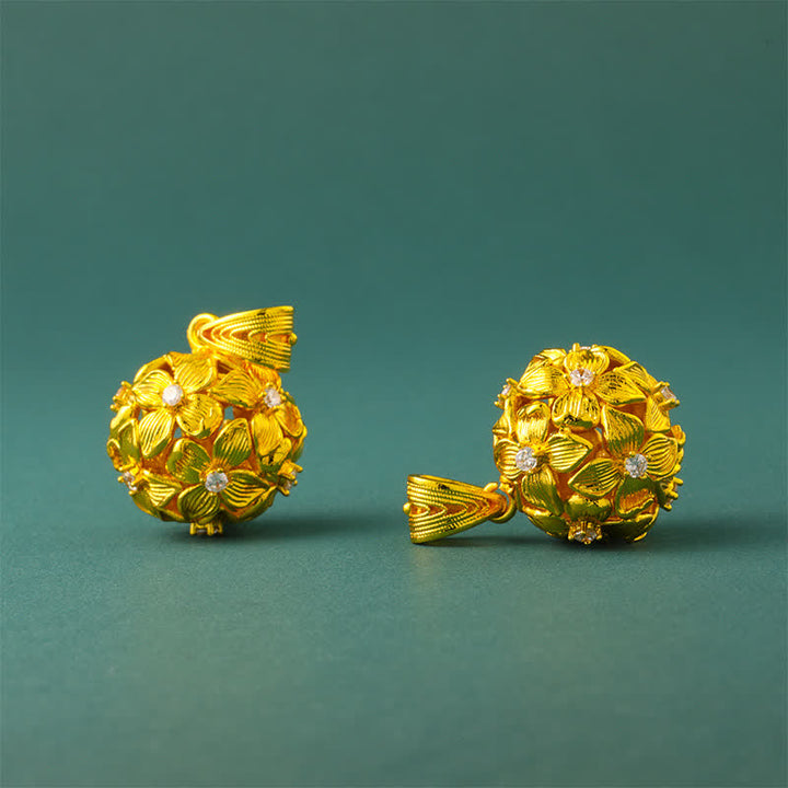 Buddha Stones 金メッキ真鍮製透かし彫りアジサイペンダントネックレス - image 7