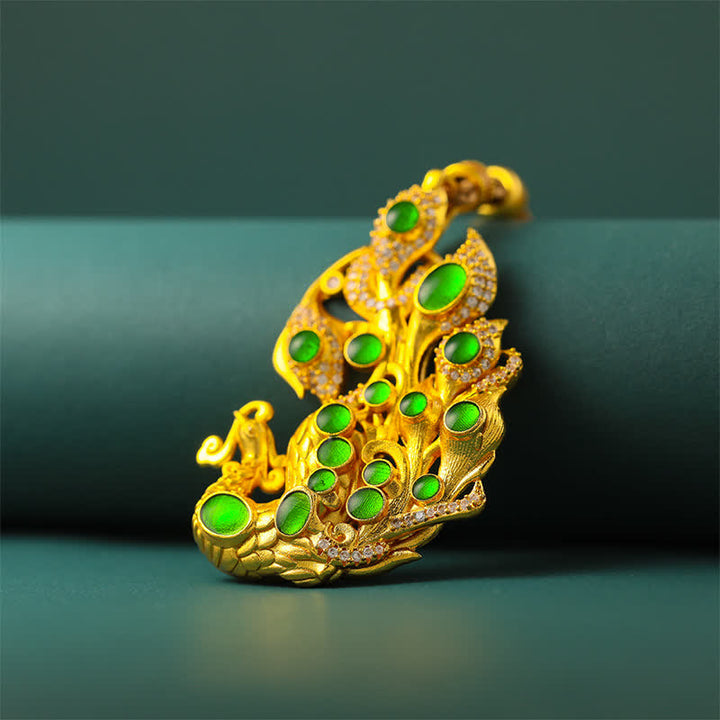 Buddha Stones 金メッキ真鍮製孔雀モチーフの自信を高めるネックレス - image 3