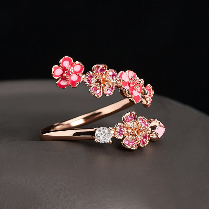 Buddha Stones 銅製桃の花バランスオープンリング - 18.9mm-US9 - image 0