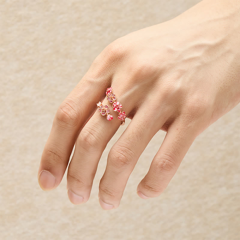 Buddha Stones 銅製桃の花バランスオープンリング - image 7