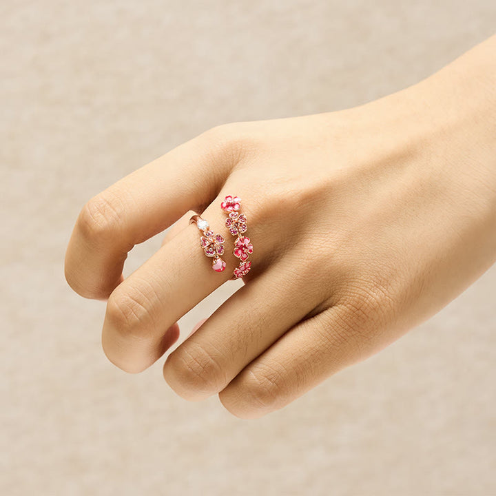 Buddha Stones 銅製桃の花バランスオープンリング - image 4