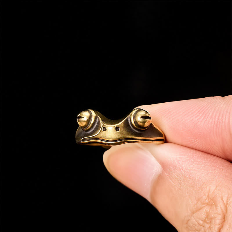 Buddha Stones ヴィンテージ真鍮製風水カエル豊かさリング（調節可能） - image 4
