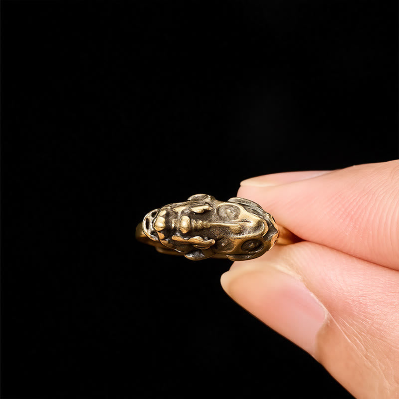 Buddha Stones 真鍮製貔貅（PiXiu）富と縁起の良いサイズ調整可能なリング - image 4