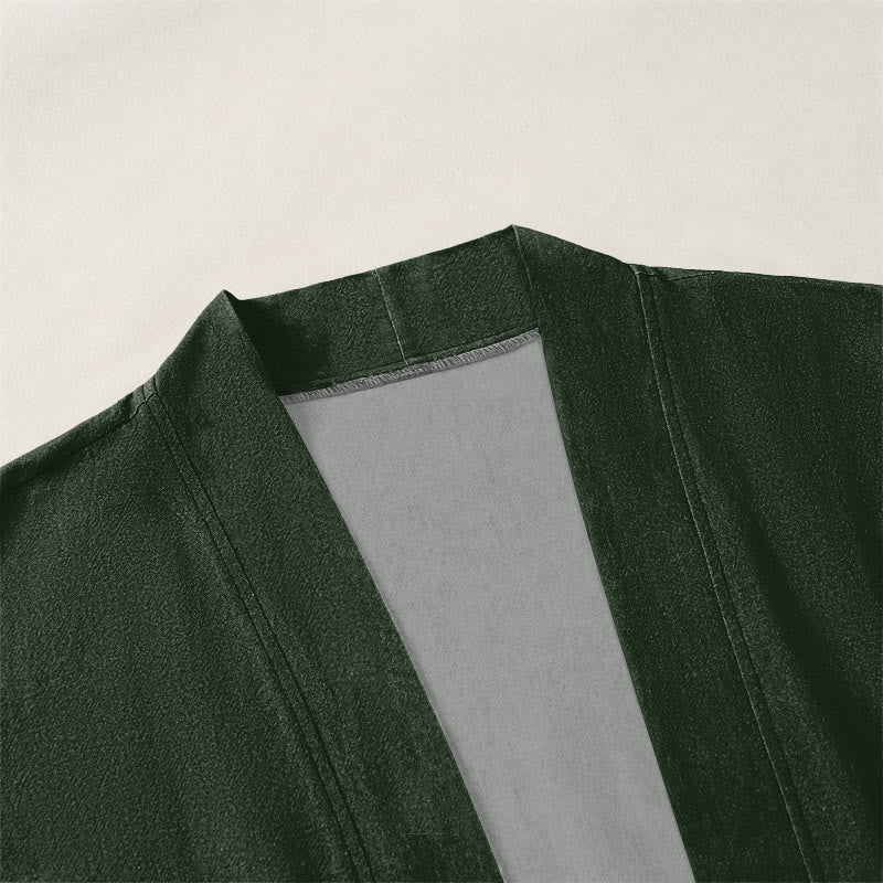 Buddha Stones コットンリップルサークル柄オープンフロントメンズ着物 - image 3