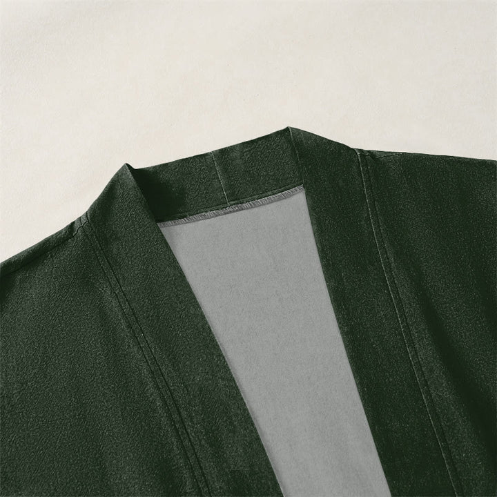 Buddha Stones コットンリップルサークル柄オープンフロントメンズ着物 - image 3