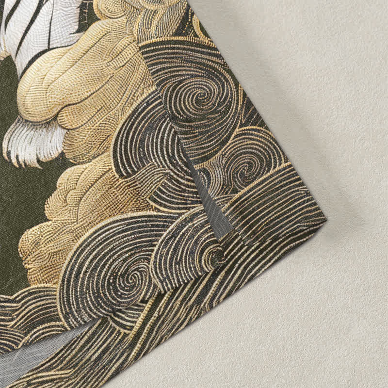 Buddha Stones 綿素材、白虎雲松柄、前開きメンズ着物 - image 4