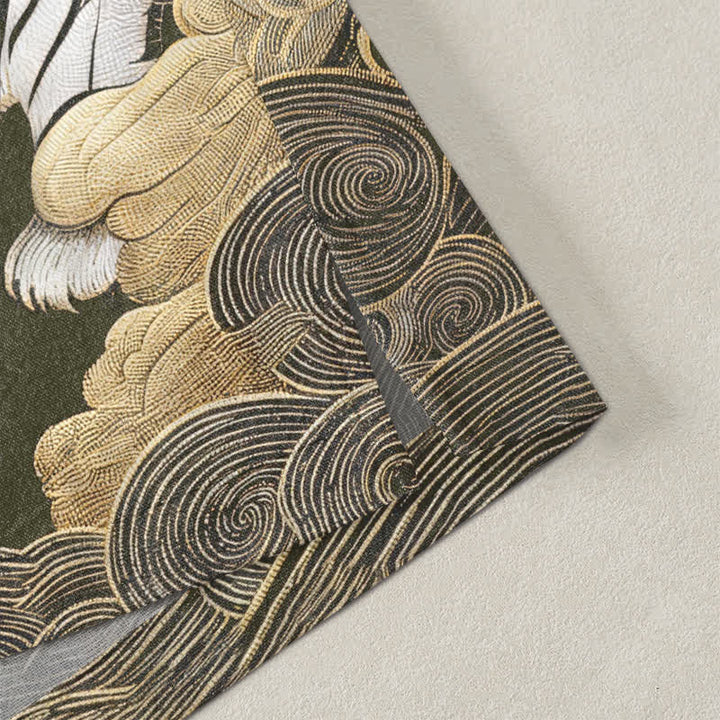 Buddha Stones 綿素材、白虎雲松柄、前開きメンズ着物 - image 4