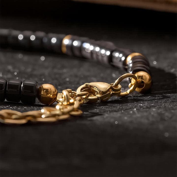 Buddha Stones ブラックオニキスとターコイズの保護ラウンドビーズブレスレット - image 5