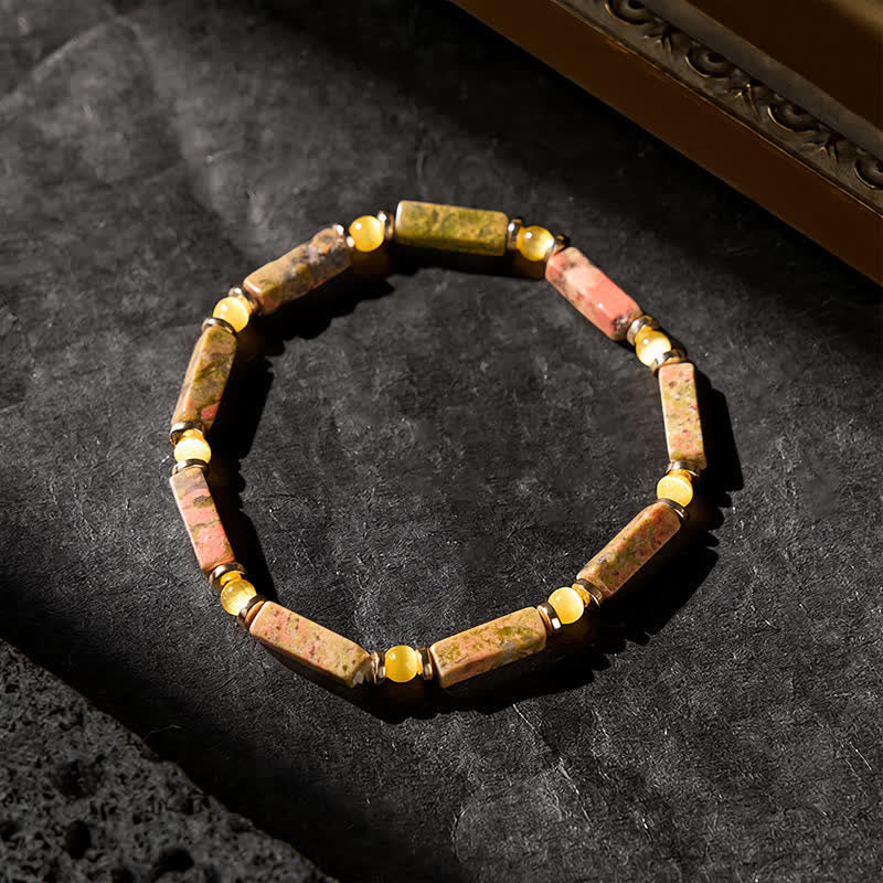 Buddha Stones ユナカイト バランス レクタングル ビーズ ストレッチ ブレスレット - image 2