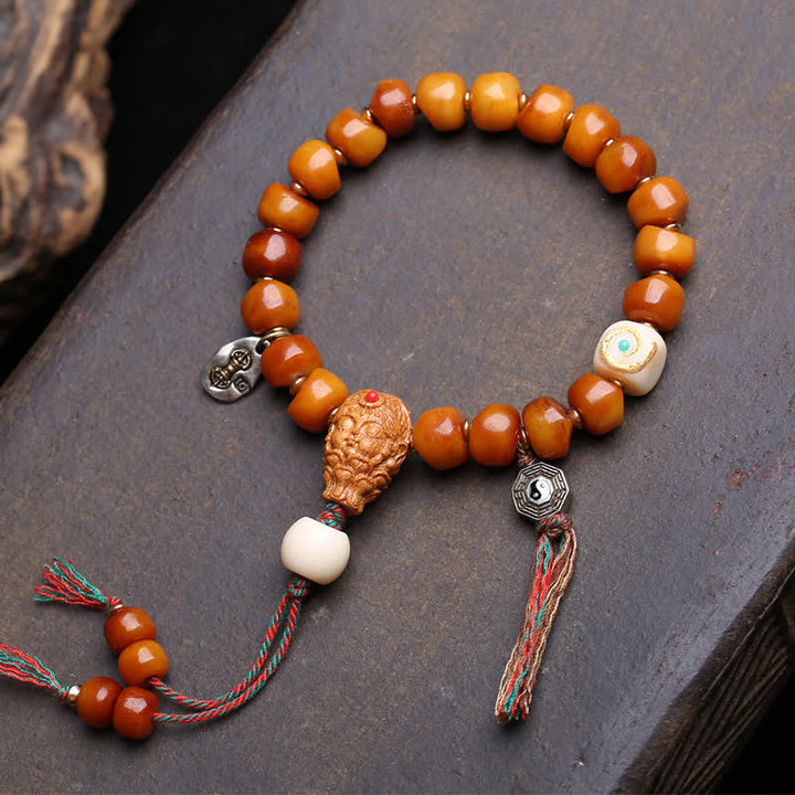 Buddha Stones ボーンビーズ 死体の森の主 力と守護ブレスレット - 八卦タッセルスタイル - 10×7mm - image 6