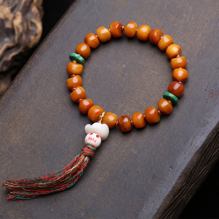 Buddha Stones ボーンビーズ 死体の森の主 力と守護ブレスレット - 緑色のスペーサービーズ - 10×7mm - image 5