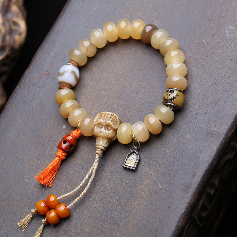 Buddha Stones 骨ビーズ、ジービーズ、屍の主、森林保護チベットブレスレット - 死体の森の主 - 12×7mm - image 0