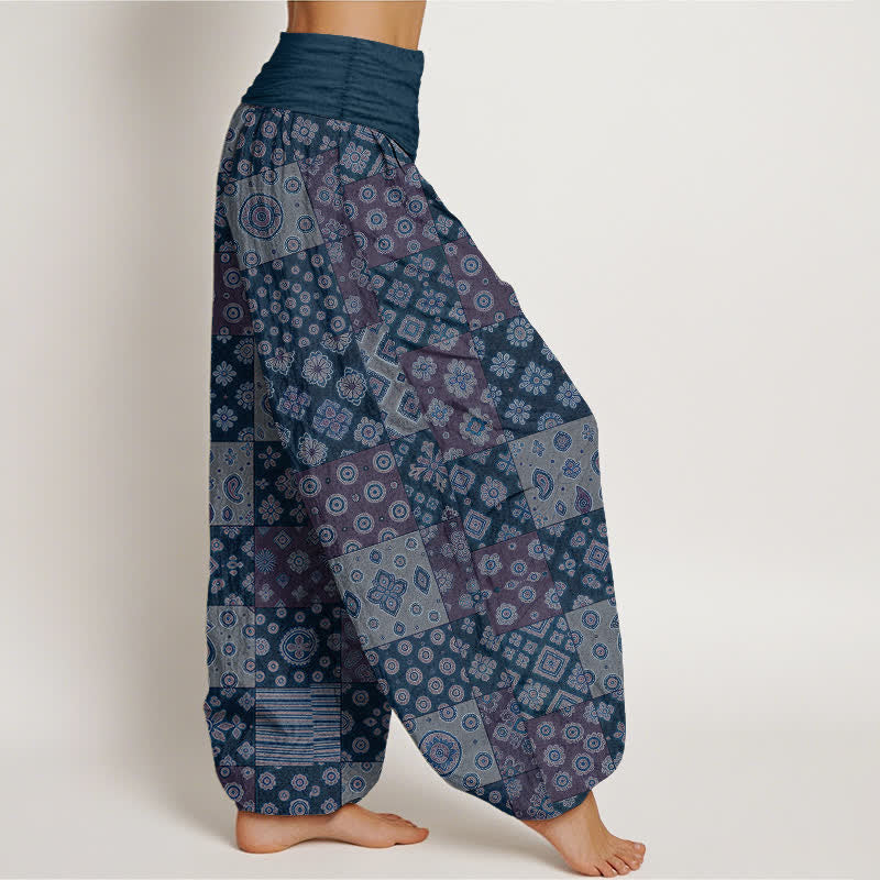 Buddha Stones コットン素材のボヘミアンパッチワークペイズリー柄レディースゴムウエストハーレムパンツ - image 6