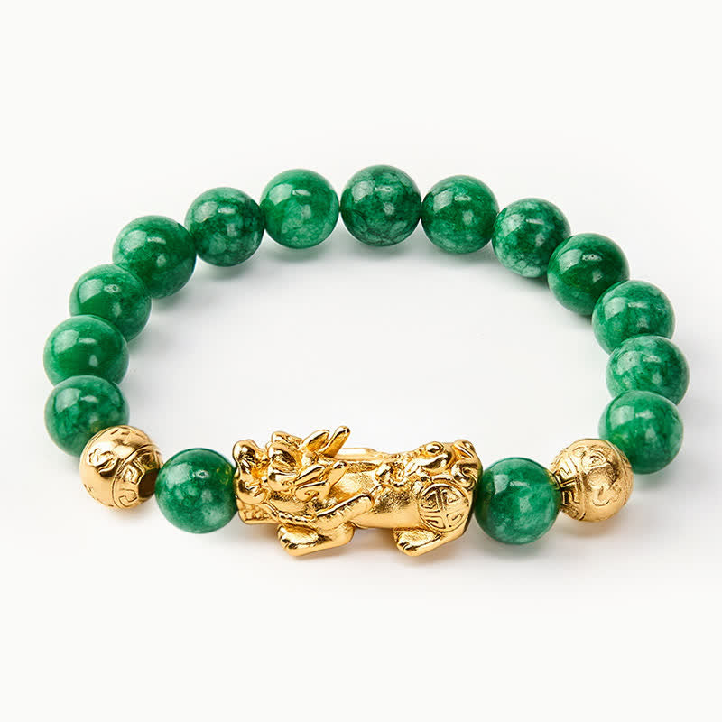Buddha Stones 天然シアンジェイドビーズの貔貅（ひきゅう）守護ブレスレット - image 4