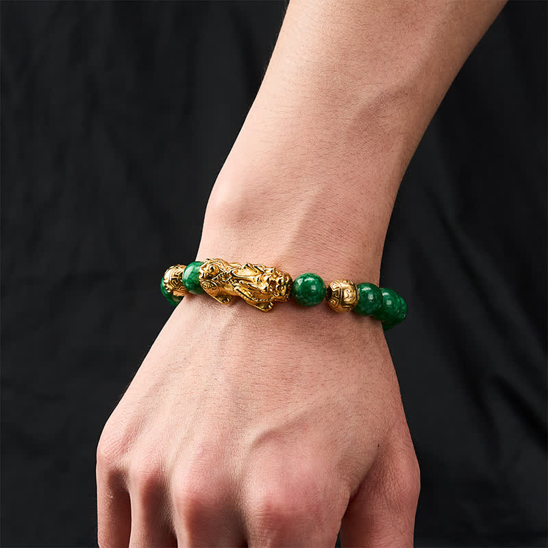 Buddha Stones 天然シアンジェイドビーズの貔貅（ひきゅう）守護ブレスレット - image 2