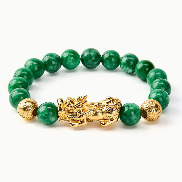 Buddha Stones 天然シアンジェイドビーズの貔貅（ひきゅう）守護ブレスレット - image 3