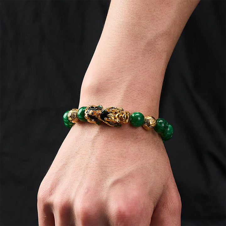 Buddha Stones 天然シアン翡翠ビーズ入り変色貔貅ヒーリングブレスレット - image 3