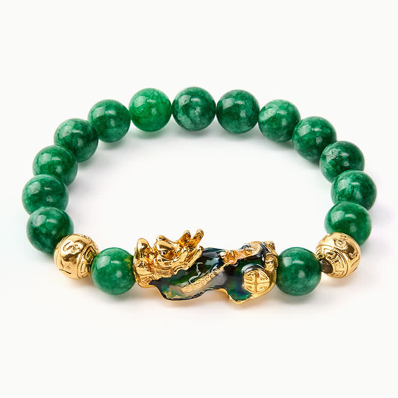 Buddha Stones 天然シアン翡翠ビーズ入り変色貔貅ヒーリングブレスレット - image 4