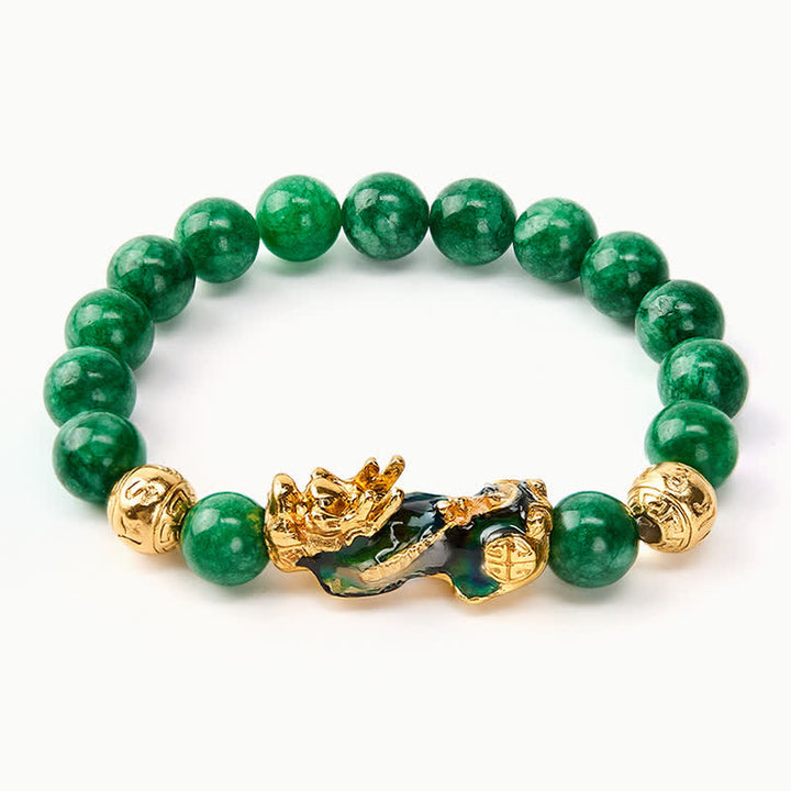 Buddha Stones 天然シアン翡翠ビーズ入り変色貔貅ヒーリングブレスレット - image 4