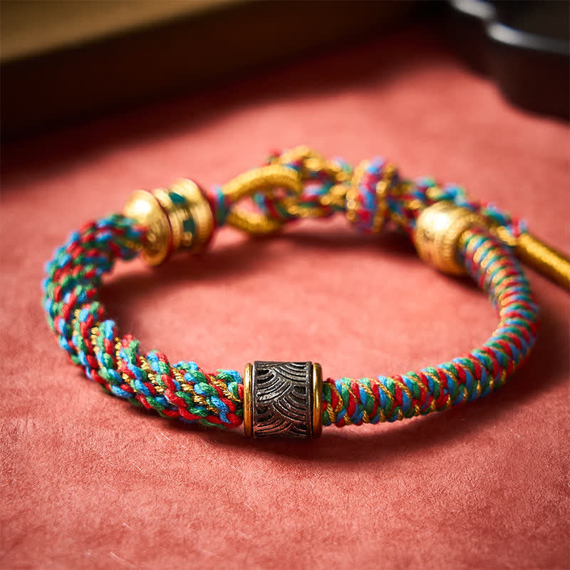 Buddha Stones 手織りオーム・マニ・パドメ・フム五行五行思想 チベット編みブレスレット - image 2