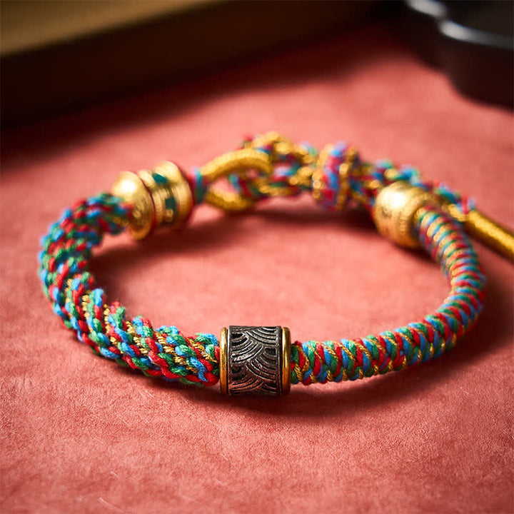 Buddha Stones 手織りオーム・マニ・パドメ・フム五行五行思想 チベット編みブレスレット - image 2