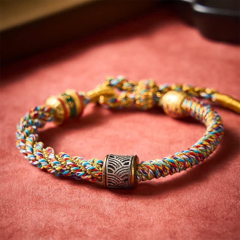 Buddha Stones 手織りオーム・マニ・パドメ・フム五行五行思想 チベット編みブレスレット - image 30