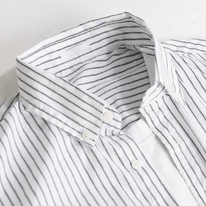 Buddha Stones 春秋カジュアルストライプ柄コットンメンズ長袖シャツ（ポケット付き） - image 8