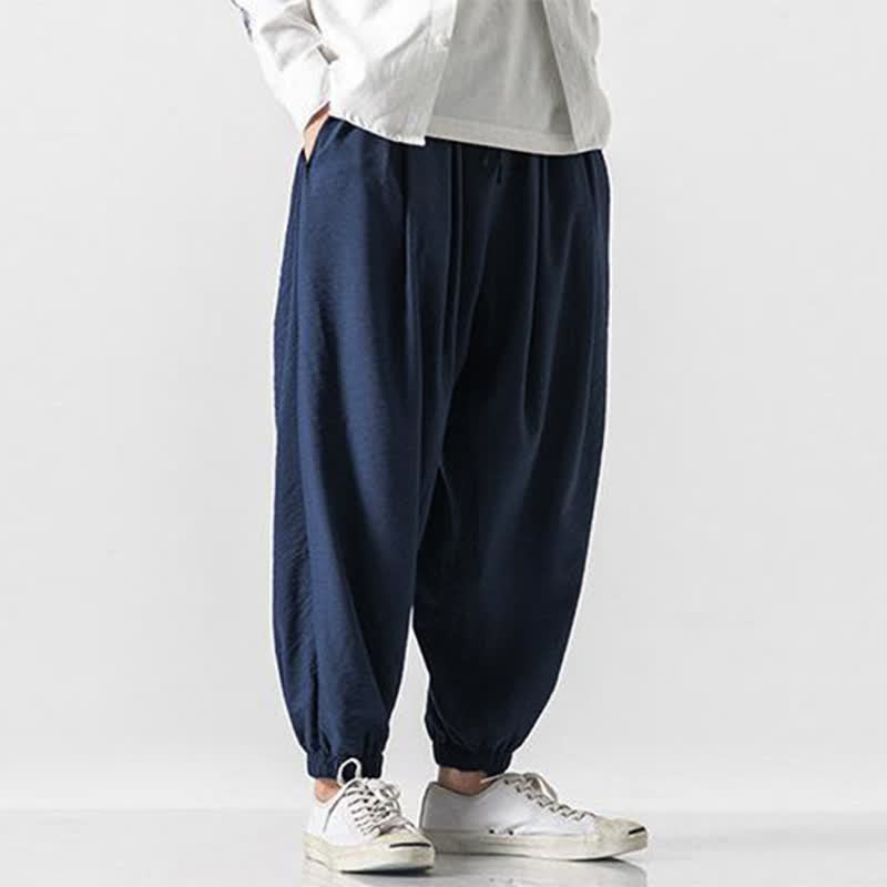 Buddha Stones 春夏カジュアルドローストリング無地クロップドパンツメンズテーパードパンツポケット付き - image 13