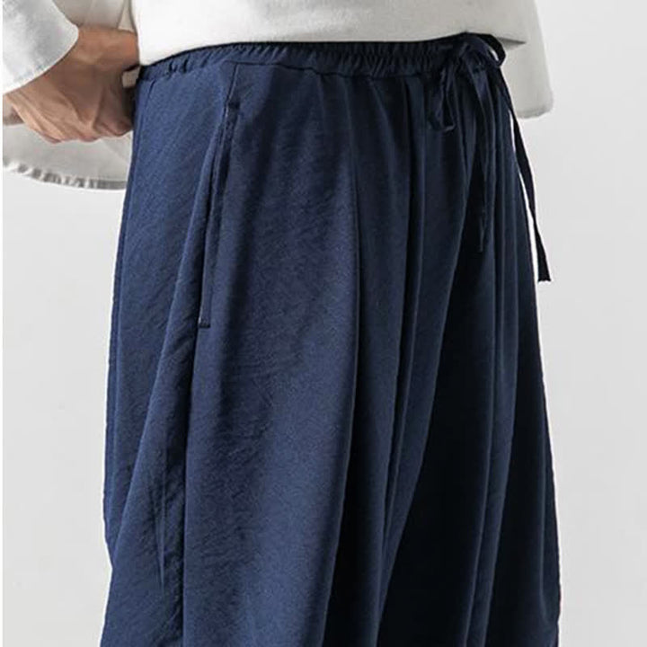 Buddha Stones 春夏カジュアルドローストリング無地クロップドパンツメンズテーパードパンツポケット付き - image 19