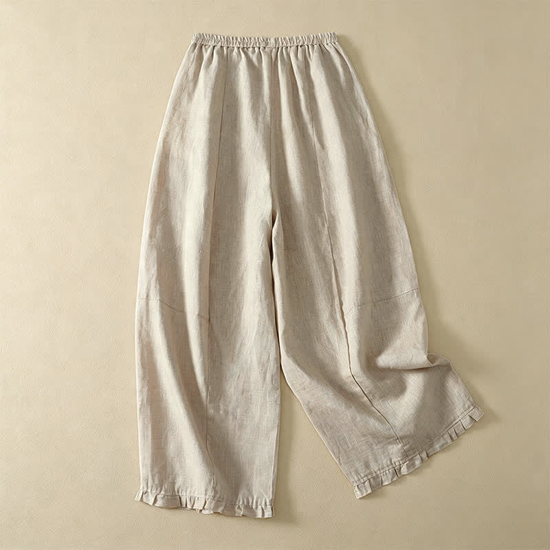 Buddha Stones 春夏ベーシックシンプル無地アンクルパンツレディースストレートレッグパンツポケット付き - image 1