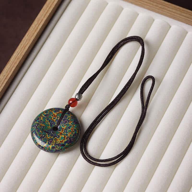 Buddha Stones 平和のお守りチャーム編み込みコードペンダントネックレス - 緑色の配色ランダムパターン - image 6