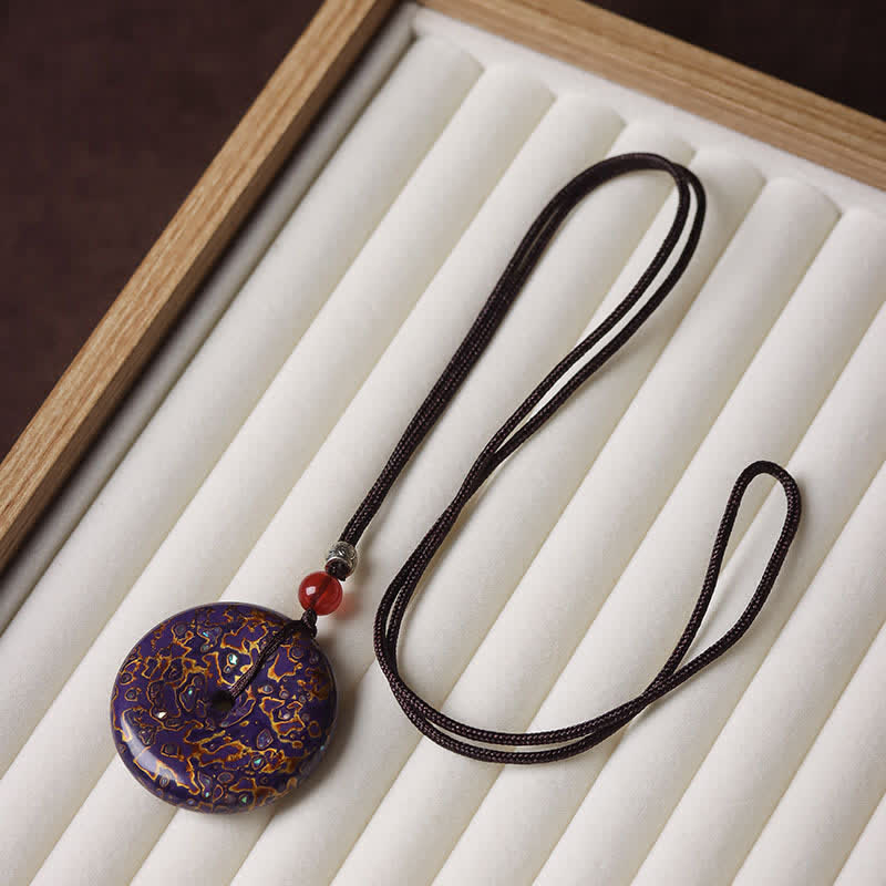 Buddha Stones 平和のお守りチャーム編み込みコードペンダントネックレス - 紫色の配色ランダムパターン - image 8