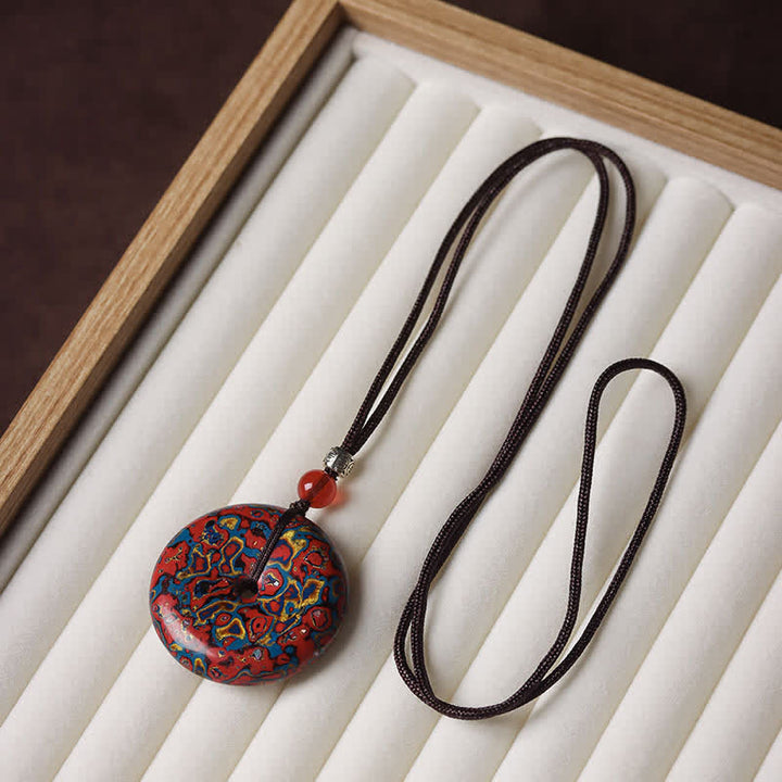 Buddha Stones 平和のお守りチャーム編み込みコードペンダントネックレス - 赤と青の配色ランダムパターン - image 10