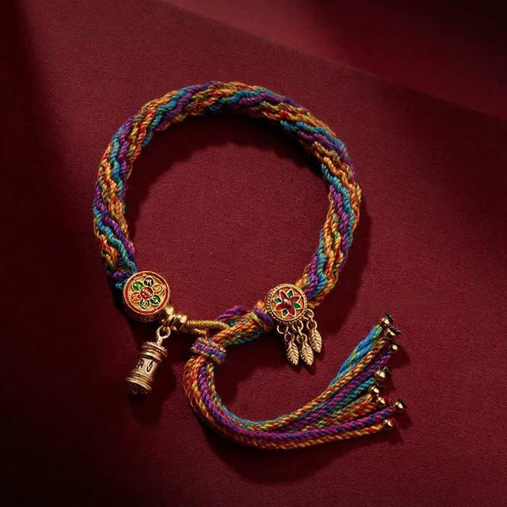 Buddha Stones チベットのオーム・マニ・パドメ・フム・フムの清浄を象徴する手織りコードブレスレット - image 1