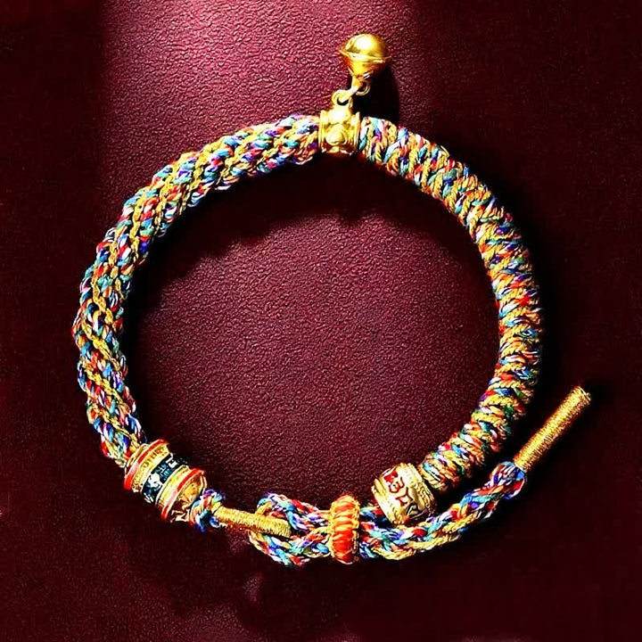 Buddha Stones チベットオーム・マニ・パドメ・フム赤紐の守護ブレスレット - image 1