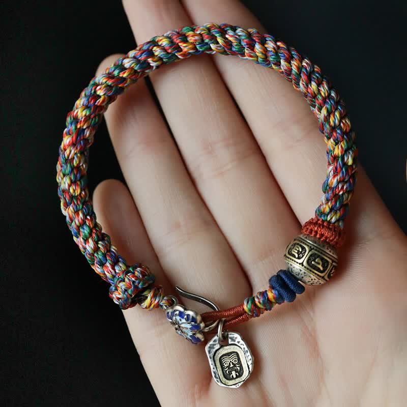 Buddha Stones チベット編みロープ ザキラムオーム・マニ・パドメ・フムピース ブレスレット - image 4