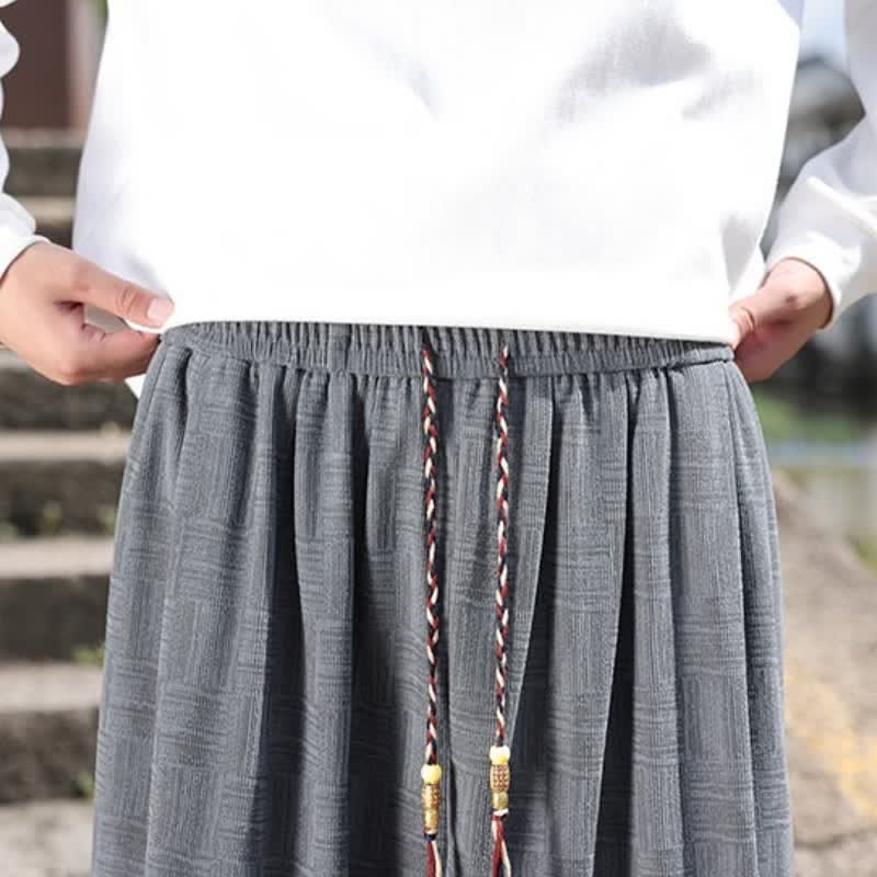 Buddha Stones 秋冬カジュアルヴィンテージドローストリング幾何学模様アンクルパンツメンズハーレムパンツポケット付き - image 15
