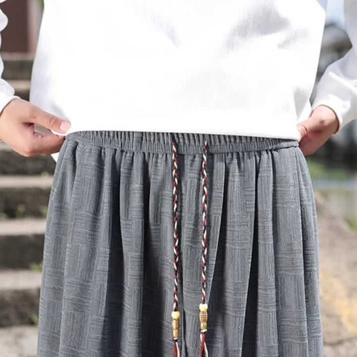 Buddha Stones 秋冬カジュアルヴィンテージドローストリング幾何学模様アンクルパンツメンズハーレムパンツポケット付き - image 15