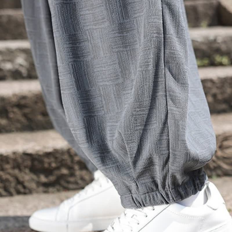 Buddha Stones 秋冬カジュアルヴィンテージドローストリング幾何学模様アンクルパンツメンズハーレムパンツポケット付き - image 17