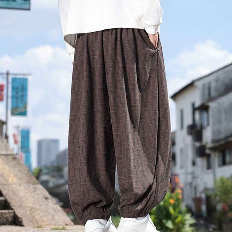 Buddha Stones 秋冬カジュアルヴィンテージドローストリング幾何学模様アンクルパンツメンズハーレムパンツポケット付き - image 22