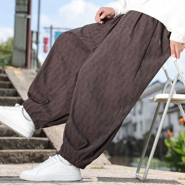 Buddha Stones 秋冬カジュアルヴィンテージドローストリング幾何学模様アンクルパンツメンズハーレムパンツポケット付き - image 20