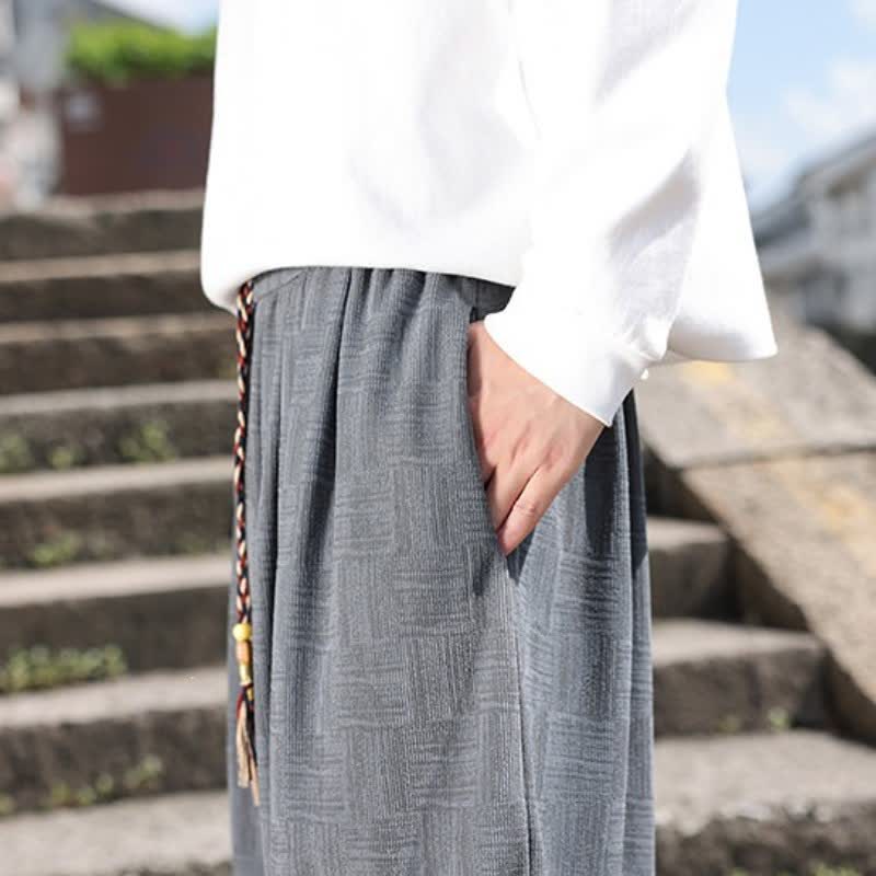 Buddha Stones 秋冬カジュアルヴィンテージドローストリング幾何学模様アンクルパンツメンズハーレムパンツポケット付き - image 16
